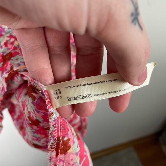 Free People Talia Tunic Top Minidress Size S Pink Floral Tiered Spaghetti Strap - Picture 12 of 12